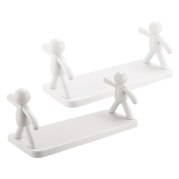 Self Adhesive cute Floating Shelves Wall Shelf | Wall Mounted Organizer - Human Figurine | Brown Box