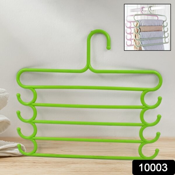 Multi-Purpose 5 Layers Trouser Hanger Magic Closet Hanger Space Saver Storage Plastic Hanger (1 Pc / Mix Color)